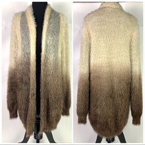 Sisters Brand Open Cardigan Sweater Soft Cozy Browns Tans Cream